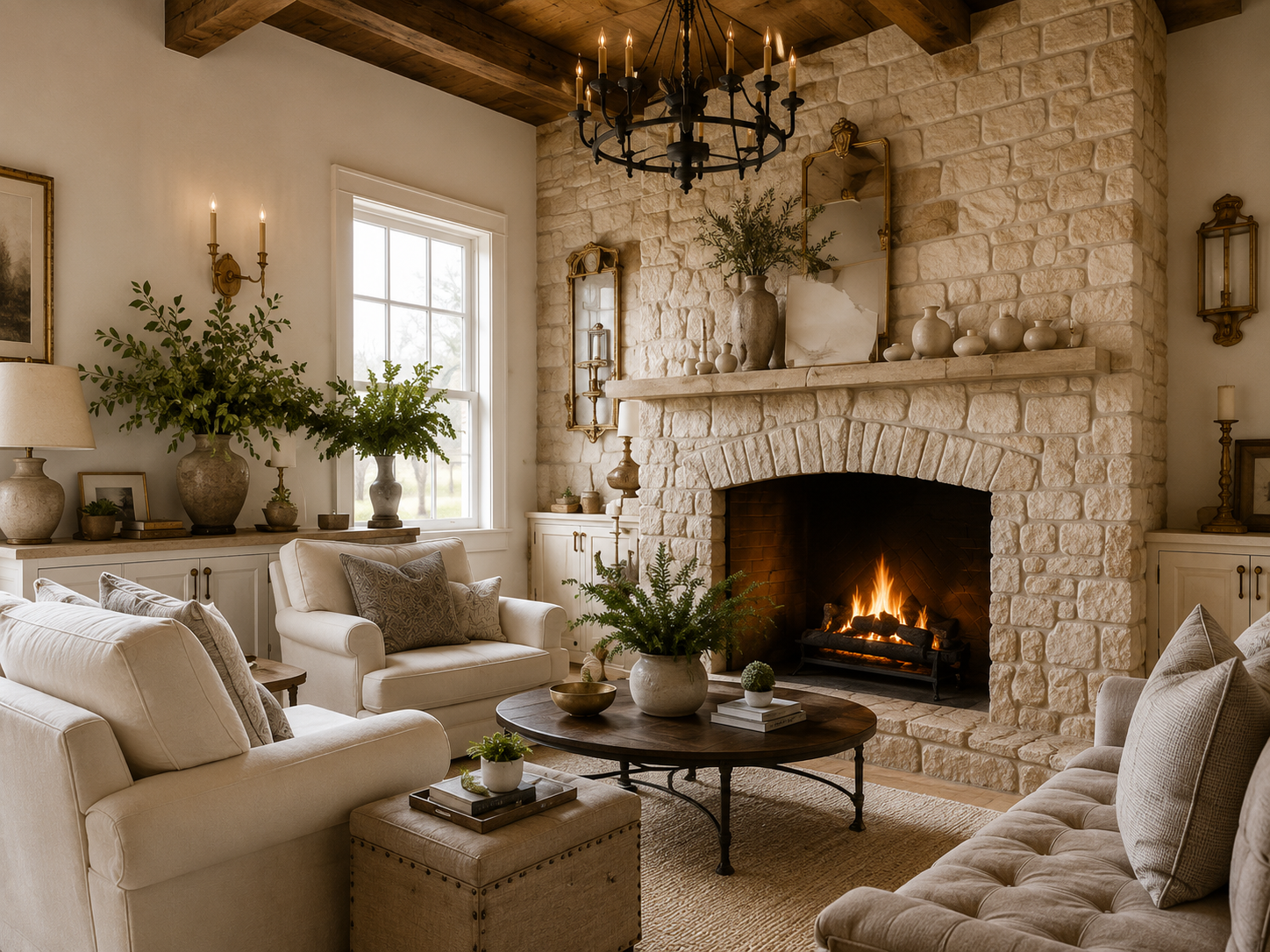 Living room with fireplace